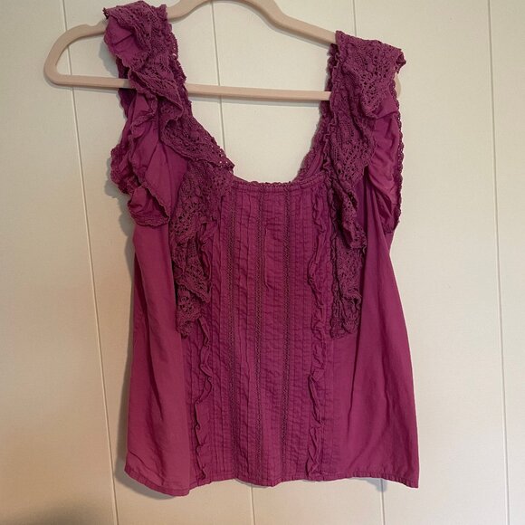 Sezane Lexy Blouse Square Neck Frill Cotton Top - Picture 3 of 7